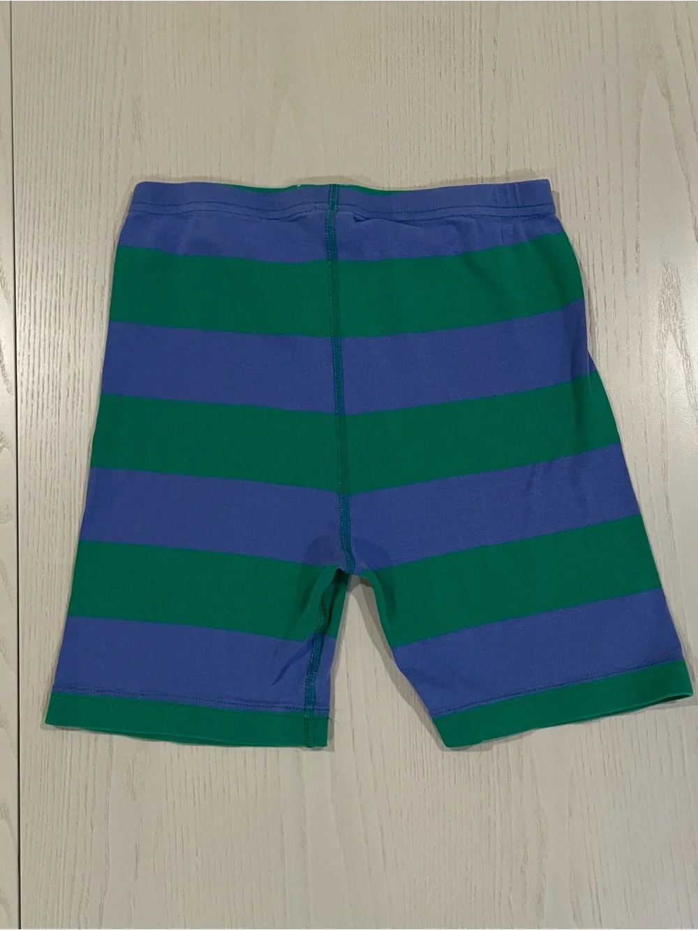 Hanna Andersson Contrast Striped Short John Pajama Set Blue Green - Size 14 160